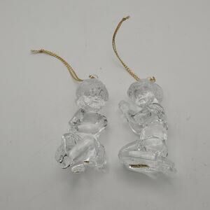 Set of 2 Clear Acrylic Cherub Angel Christmas Tree Ornaments Taiwan Holiday